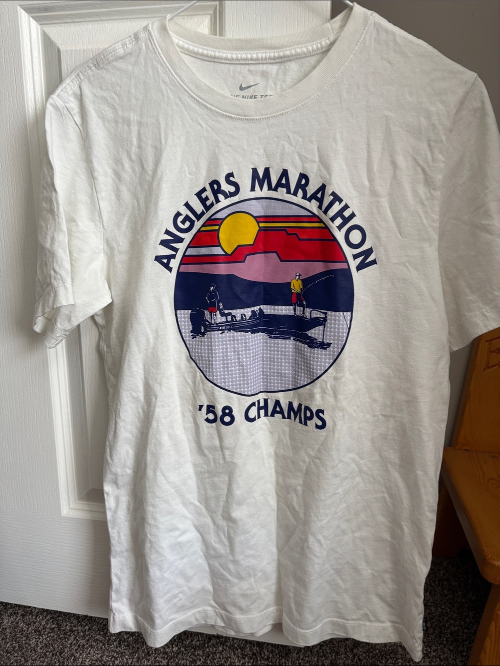 Nike White Anglers Marathon '58 Champs Graphic Tee